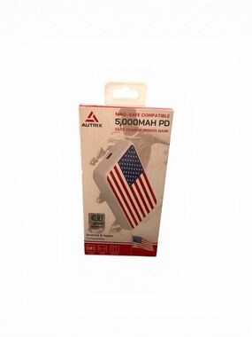 Autrix 5,000mAh PD Power Bank with American Flag Design